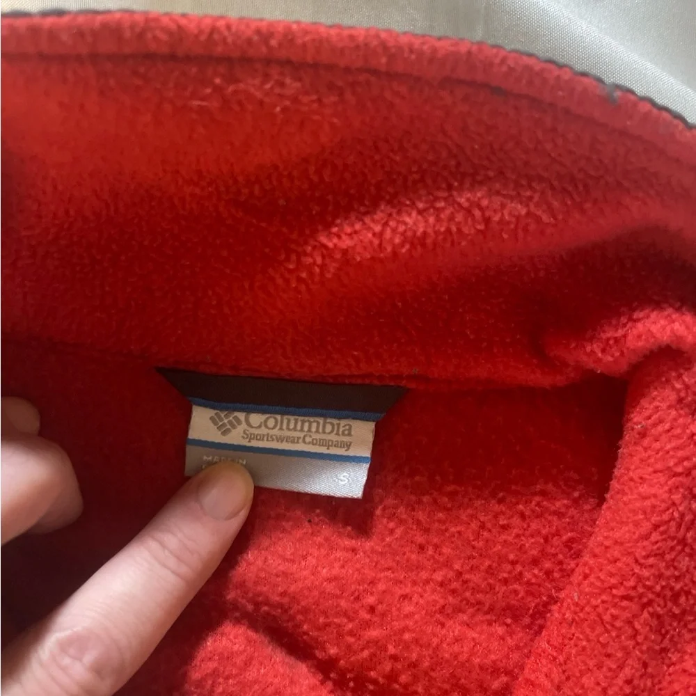 Columbia Fleece Jacket Men’s Small Red Black Full Zip Outdoor Coat Lightweight - Picture 5 of 8